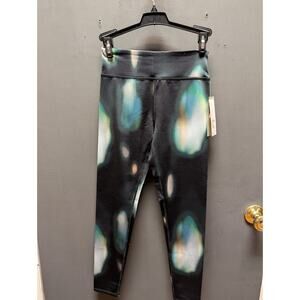 Zella black watercolor shock Girls Large NEW yoga pant leggings ankle high waist